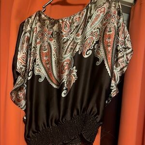 Paisley Print Women's Top - Black and Red